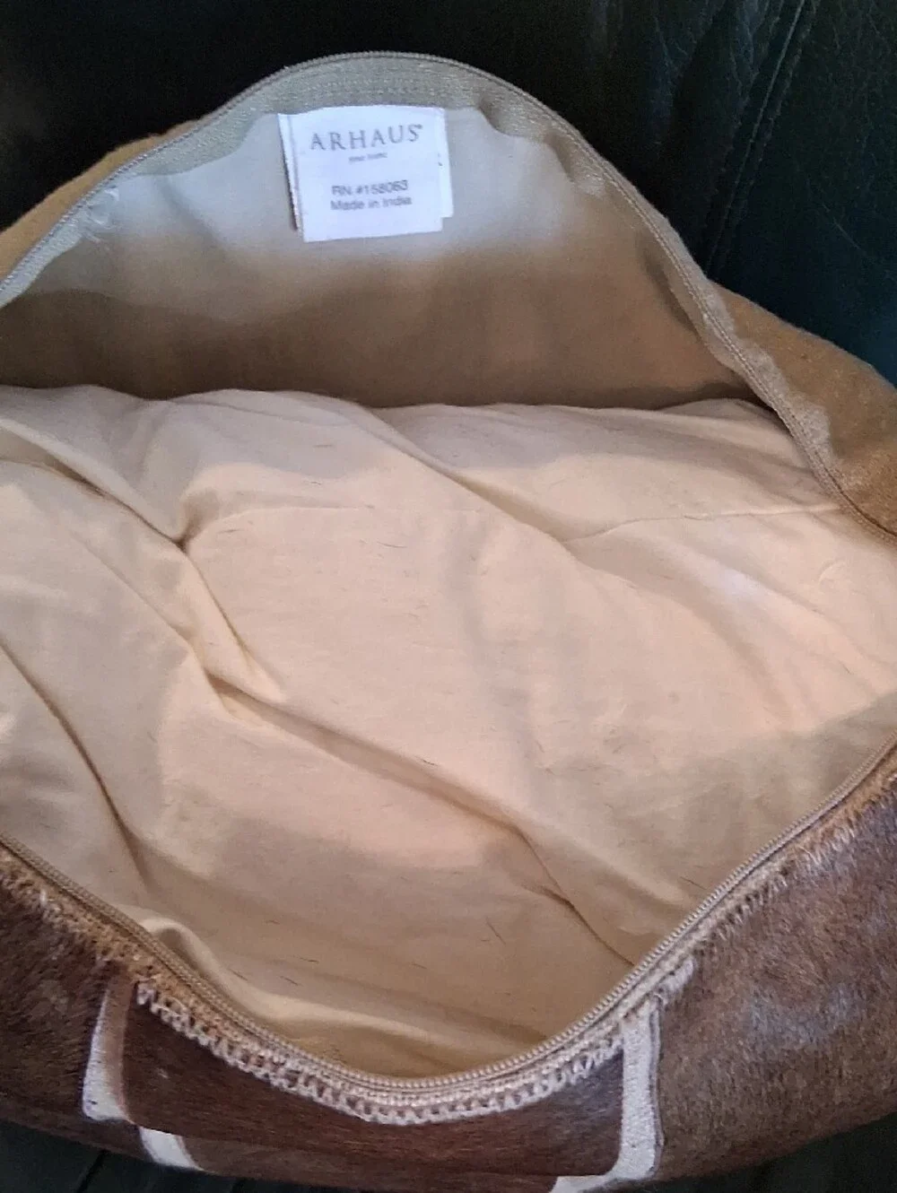 Channel-Stitch Hide Pillow Cover. ARHAUS. Very Good Cond.